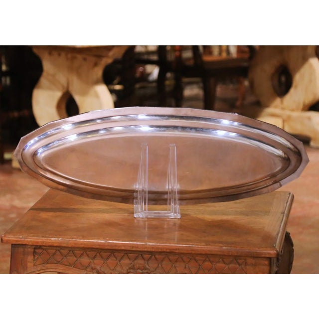 Mid-Century French Silvered Bronze Serving Platter for Fish, Fruit or Crudités For Sale In Dallas - Image 6 of 7
