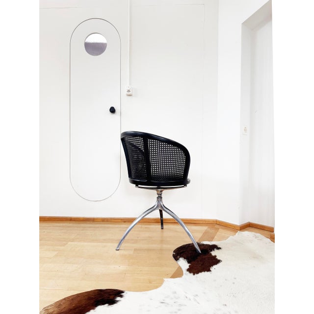 1990s Set of 4 Paolo Rizzatto Alias 901 Young Lady Chairs Black Seat & Cane, Aluminum For Sale - Image 14 of 18