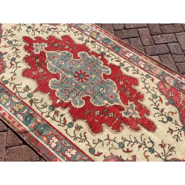 Red Vintage Hand Knotted Turkish Area Rug - 41" X 94.5" For Sale - Image 8 of 10