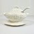 This is a lovely Cream ware ironstone Soup Tureen. It features a raise flora design of blooming Iris and leaves. The set...