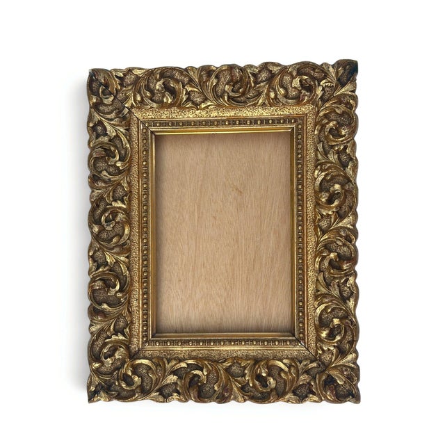 Small Antique Gilt and Carved Wooden Frame, 1890s For Sale - Image 5 of 7