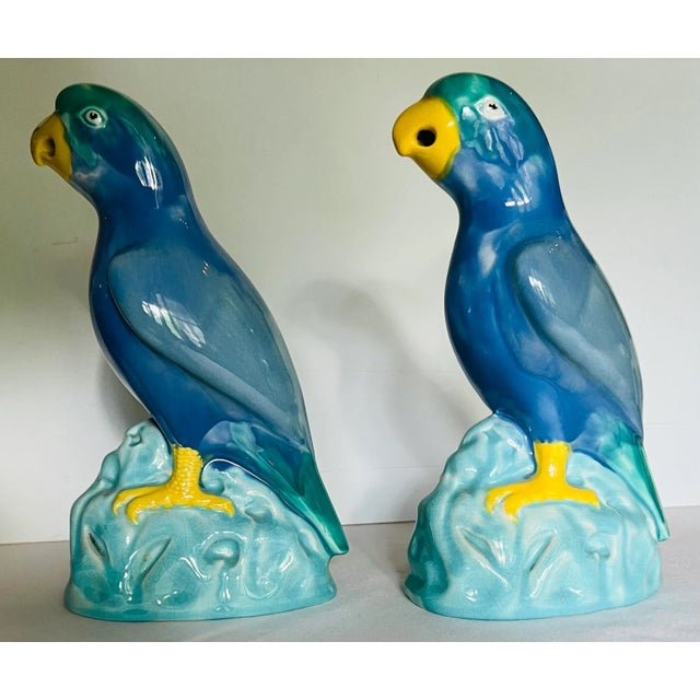Mid 19th Century Antique Minton Parrot Bird Figurines in Blue For Sale - Image 5 of 12