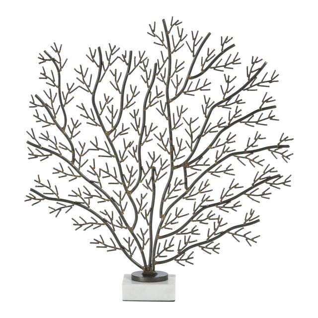 Cetus Coral Branch Metal Sculpture on Marble Base, Small For Sale