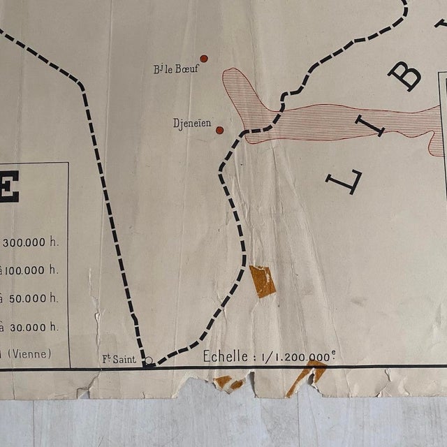 Vintage School Map, Tunisia / Algeria, 1950s For Sale - Image 6 of 14