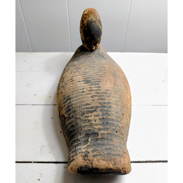 Early 20th Century Early 20th Century Primitive Weathered Wood Duck Decoy With Glass Eyes For Sale - Image 5 of 6