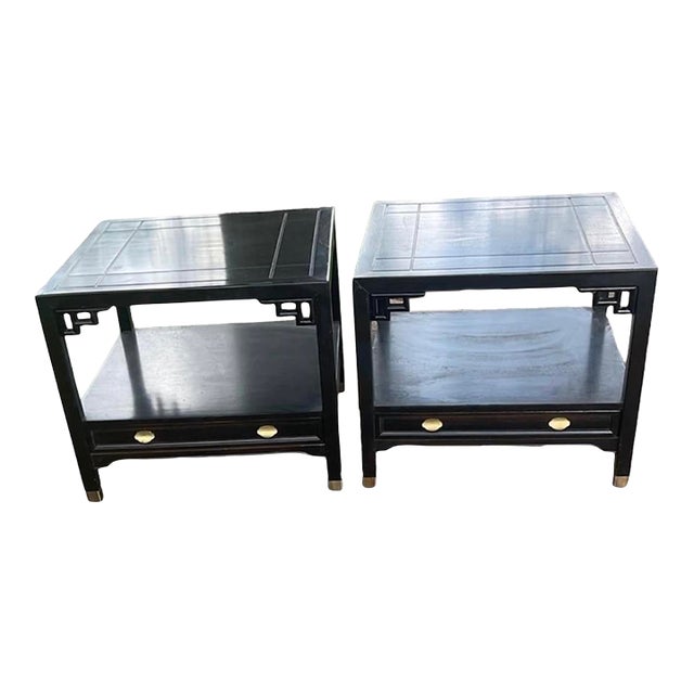 Century Furniture Co Mid Century Ming Style Greek Key Chinoiserie Nightstands - A Pair For Sale