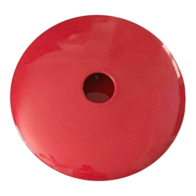 Global Views Round Red Ceramic Disc Sharp Wall Vase For Sale
