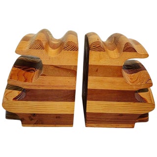Wood Bookends in the Manner of Don Shoemaker - a Pair For Sale