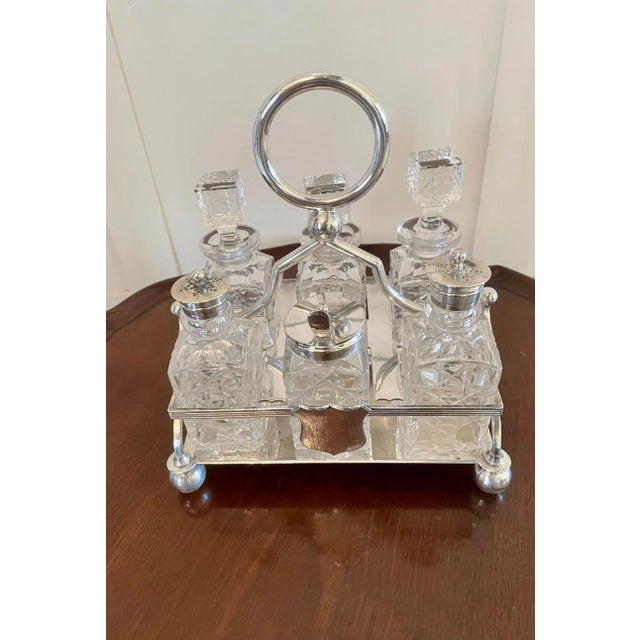 Antique Silver Plated Cruet Set, Set of 7 For Sale - Image 5 of 12