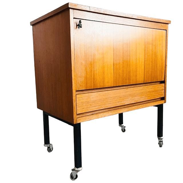 Vintage Danish Mobile Bar Cabinet in Teak, 1960s For Sale - Image 11 of 12