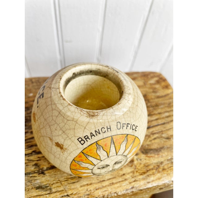 A lovely antique English stoneware match strike, made to be used in a pub to advertise Sun Life insurance and securities....