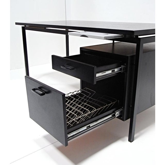 Black Writing Desk in Black Stained Oak by Herbert Hirche for Christian Holzäpfel KG, Germany, 1960s For Sale - Image 8 of 18