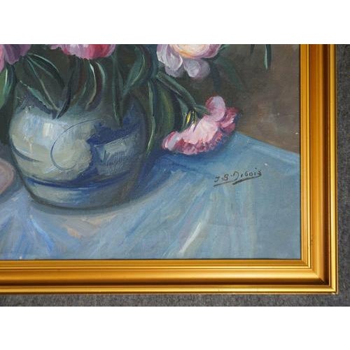 J.B. Debois, Still Life with Flowers, Oil Painting, Framed For Sale - Image 5 of 11
