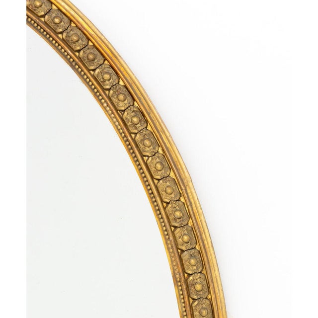 French Neoclassical Style Giltwood Framed Oval Mirror For Sale - Image 3 of 5