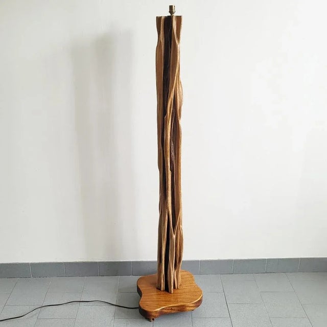 Mid-Century French Floor Lamp in Driftwood & Mahogany, 1950s For Sale - Image 13 of 13