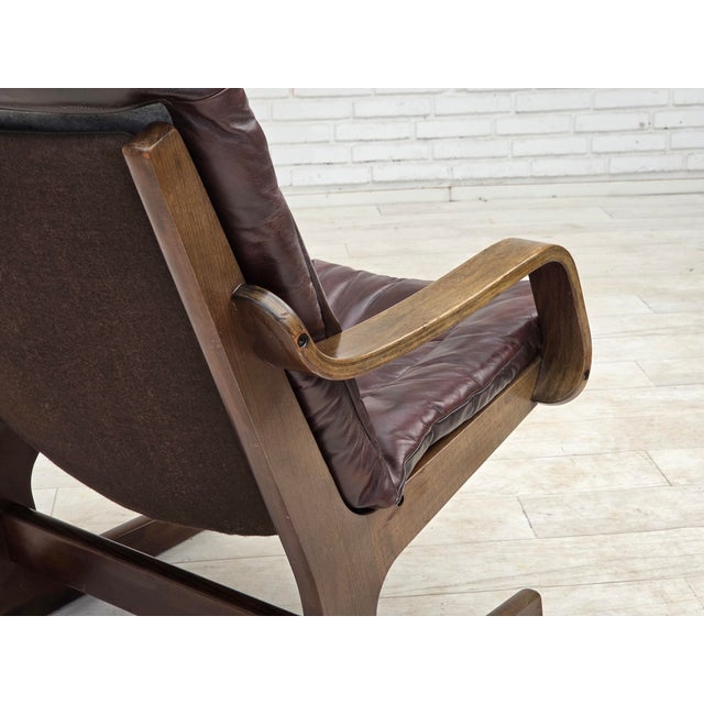 Scandinavian Armchair in Brown Furniture Leather, 1970s For Sale - Image 17 of 18