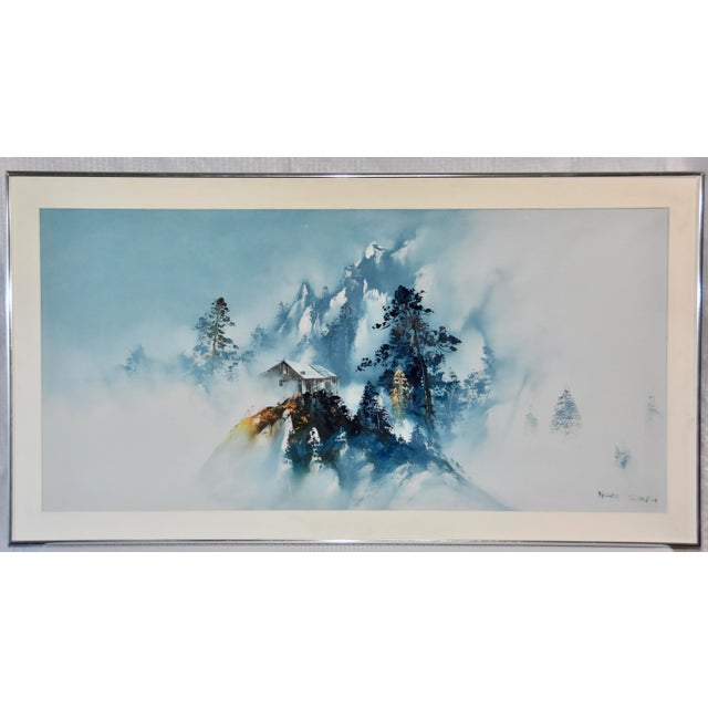 Mid 20th Century Japanese Landscape Scene Silk Painting, Framed Signed For Sale - Image 11 of 12