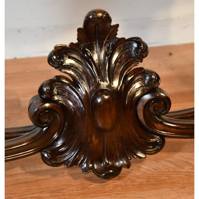 1880s Antique French Louis XV Hand Carved Walnut & Marble Top Console Sofa Table For Sale - Image 14 of 18