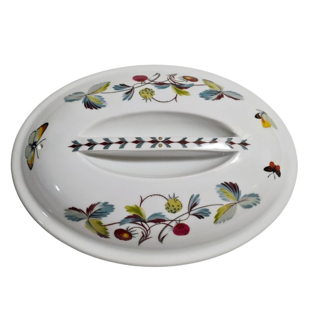 Ceramic Vintage Royal Worcester "Strawberry Fair" Flameproof Porcelain Oval Covered Dish For Sale - Image 7 of 15