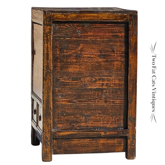 Early 20th Century Hand-Painted Mongolian Elmwood Chinese Chest Cabinet For Sale - Image 12 of 16
