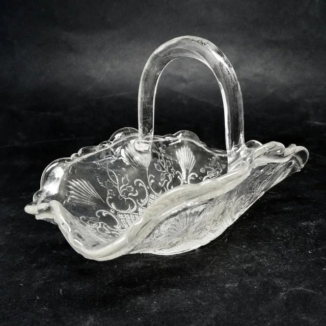 Art Nouveau Basket from Ząbkowice Glassworks, Poland, 1930s For Sale - Image 3 of 10