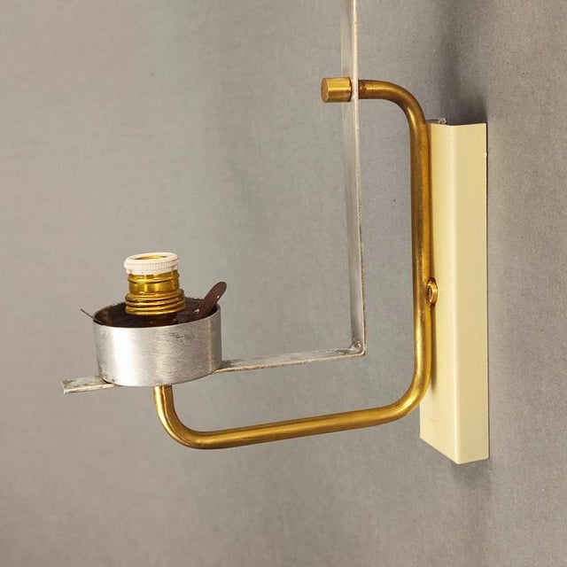 Italian Brass and Opalescent Glass Wall Lamps, 1950s, Set of 2 For Sale - Image 5 of 7