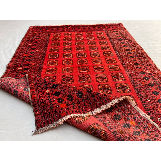 Vintage Afghan Turkmen Ersari Tekke Gul Rug - 6'2" X 3'10" For Sale - Image 11 of 11