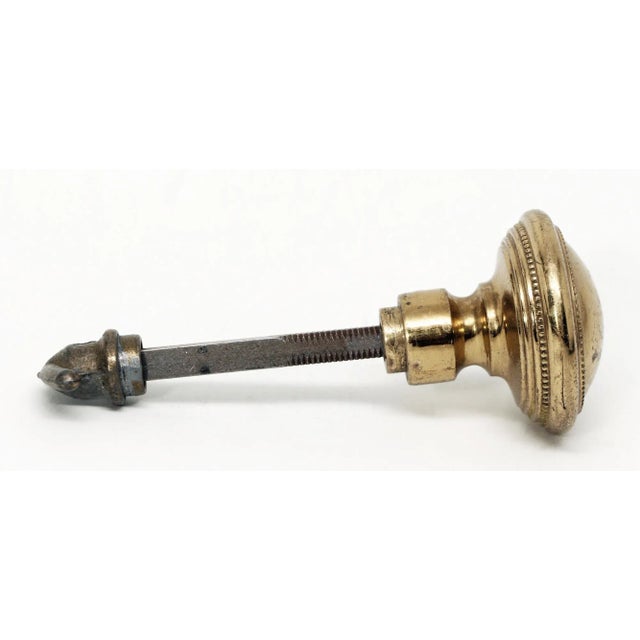 Traditional Vintage Beaded Brass Closet Knob With Spindle For Sale - Image 3 of 7