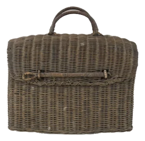 Vintage Woven Rattan Picnic Basket With Handle & Lid – Handwoven Storage & Décor