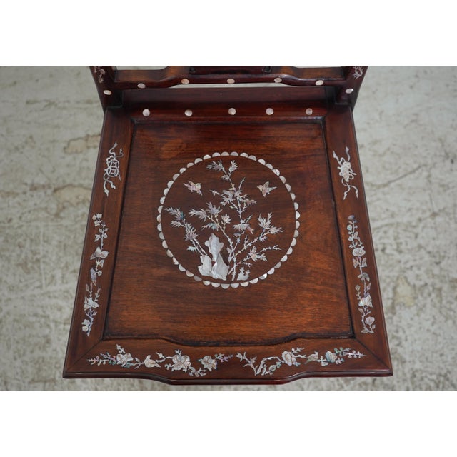 Pair of Vietnamese Mother of Pearl Inlaid Occasional Side Chairs For Sale - Image 9 of 18