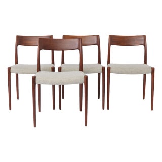 Mid-Century Danish Model 77 Dining Chairs in Teak by Niels Otto (N. O.) Møller for J.L. Møllers, 1959, Set of 4 For Sale