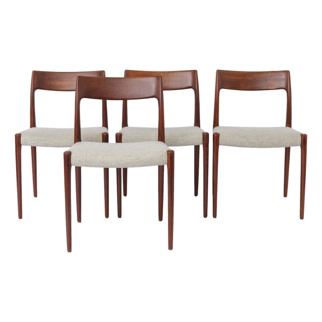 Mid-Century Danish Model 77 Dining Chairs in Teak by Niels Otto (N. O.) Møller for J.L. Møllers, 1959, Set of 4 For Sale