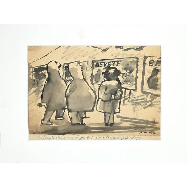 Figure is an original modern artwork realized the 1960s by the Italian artist Mino Maccari (Siena, 1898 - Rome, 1989)....