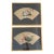 Pair Framed Antique Chinese Painted Paper Fans in Custom 23 Karat Water Gilt Frames For Sale