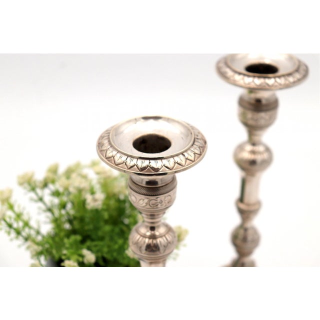 Silver Candlesticks with Turned Stems, Set of 2 For Sale - Image 3 of 7