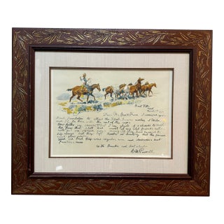 Charles Russell Printed Letter to Geo Farr, Framed For Sale