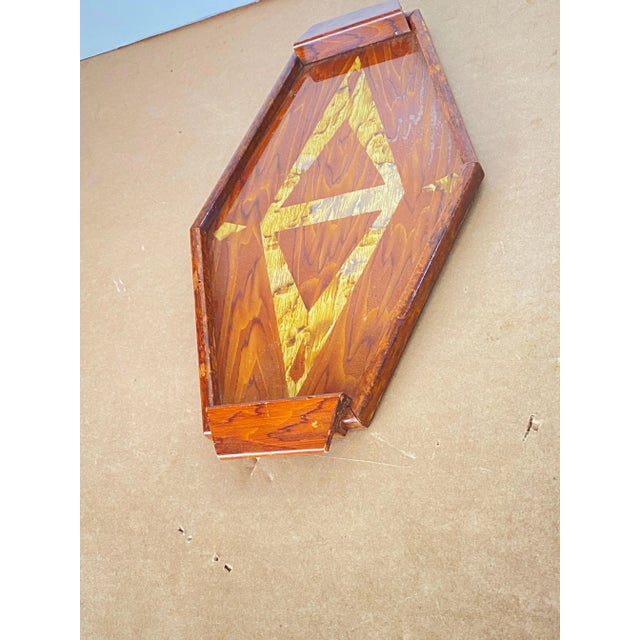 Art Deco Brown Wooden Platter, France, 1940s For Sale - Image 4 of 8