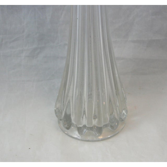 Mid 20th Century Mid Century Modern Clear Glass 16" Fluted Ribbed 12 Finger Swung Stretch Vase For Sale - Image 5 of 10