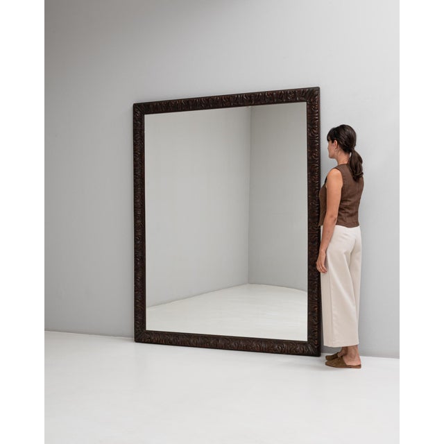 Black Wooden Floor Mirror For Sale - Image 8 of 11
