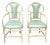 Mid-Century Modern Willow & Reed Rattan Bamboo Armchairs in Brunschwig & Fils Upholstery - a Pair For Sale