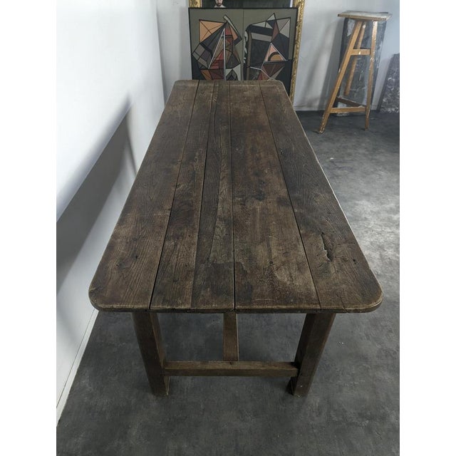 Vintage Oak Farmhouse Table For Sale - Image 5 of 7