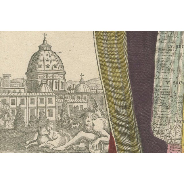 Seutter, Papal Chronology and Symbols of the Vatican, 1740, Print For Sale - Image 4 of 11