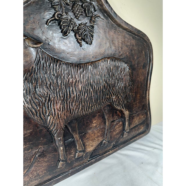 Large Vintage Hand Carved Bas Relief of Agnus Dei Altar Piece. For Sale - Image 4 of 11
