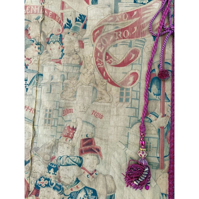 Red Large Antique Gothic Adaptation the War of Troy Tapestry French Europe Tapestry For Sale - Image 8 of 18