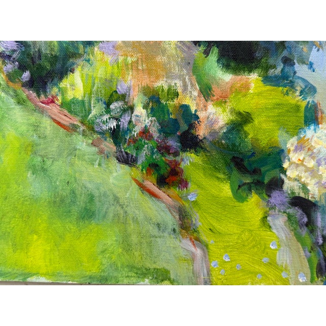 Garden Landscape + Fence Acrylic on Canvas, Unknown Artist. For Sale In San Francisco - Image 6 of 12