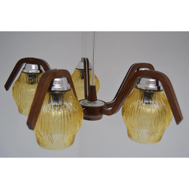 Wood Vintage Chandelier from Dřevo Humpolec, 1960s For Sale - Image 7 of 9