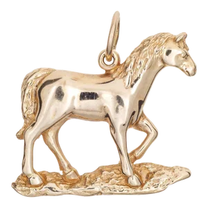 Vintage Horse Charm 14k Yellow Gold Pendant Estate Fine Animal Jewellery