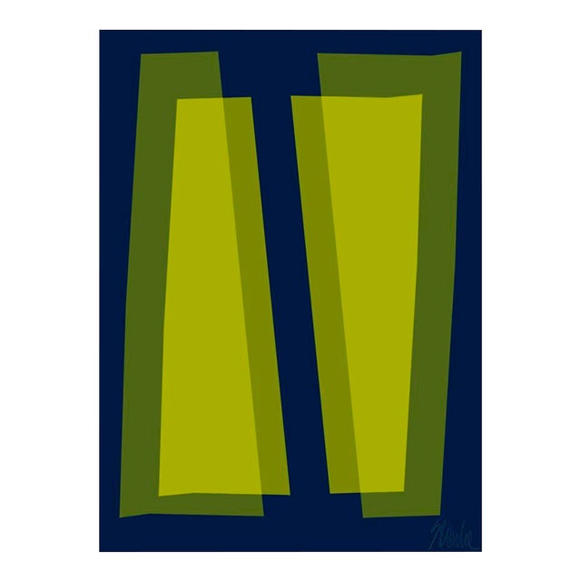 Lime and Deep Navy Transparencies Fine Art Print 28.5" X 40" by Liz Roache For Sale