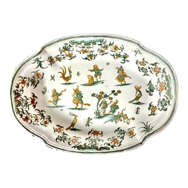 French Moustiers 18th Century Earthenware Serving Dish For Sale