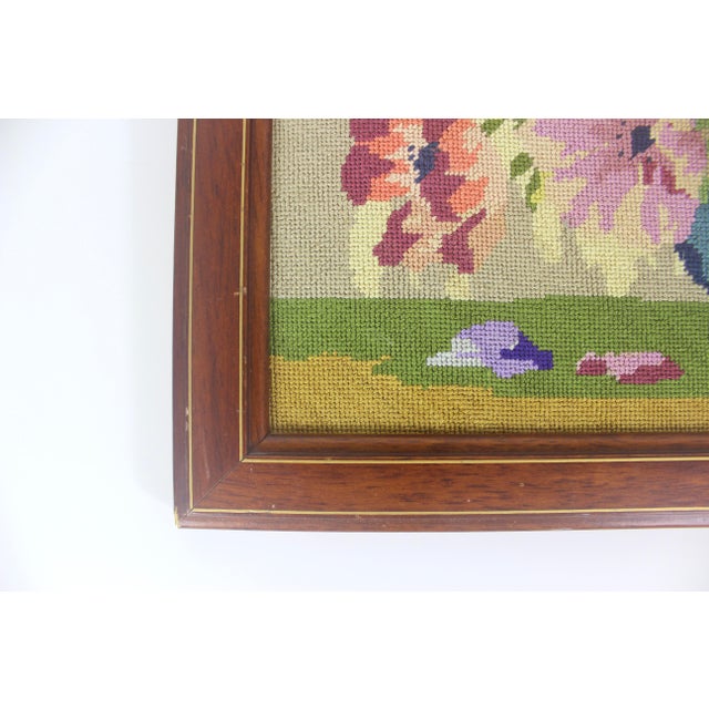 Vintage Framed Still Life Floral Needlepoint Art For Sale - Image 4 of 10
